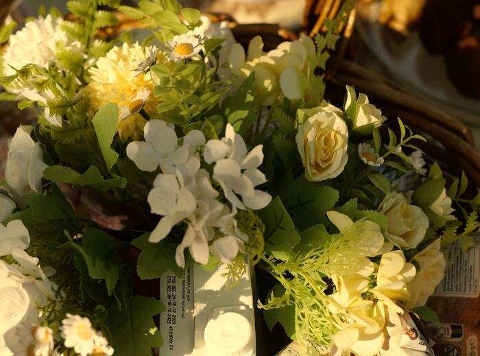 Petite picnic basket with flowers